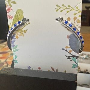 Avon Silver Earrings with Blue Accents
